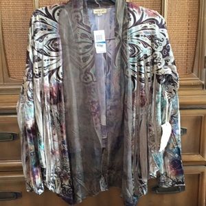 One world flowy velvety sweater jacket